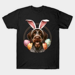 Slovakian Wirehaired Pointer with Bunny Ears Easter Celebration T-Shirt
